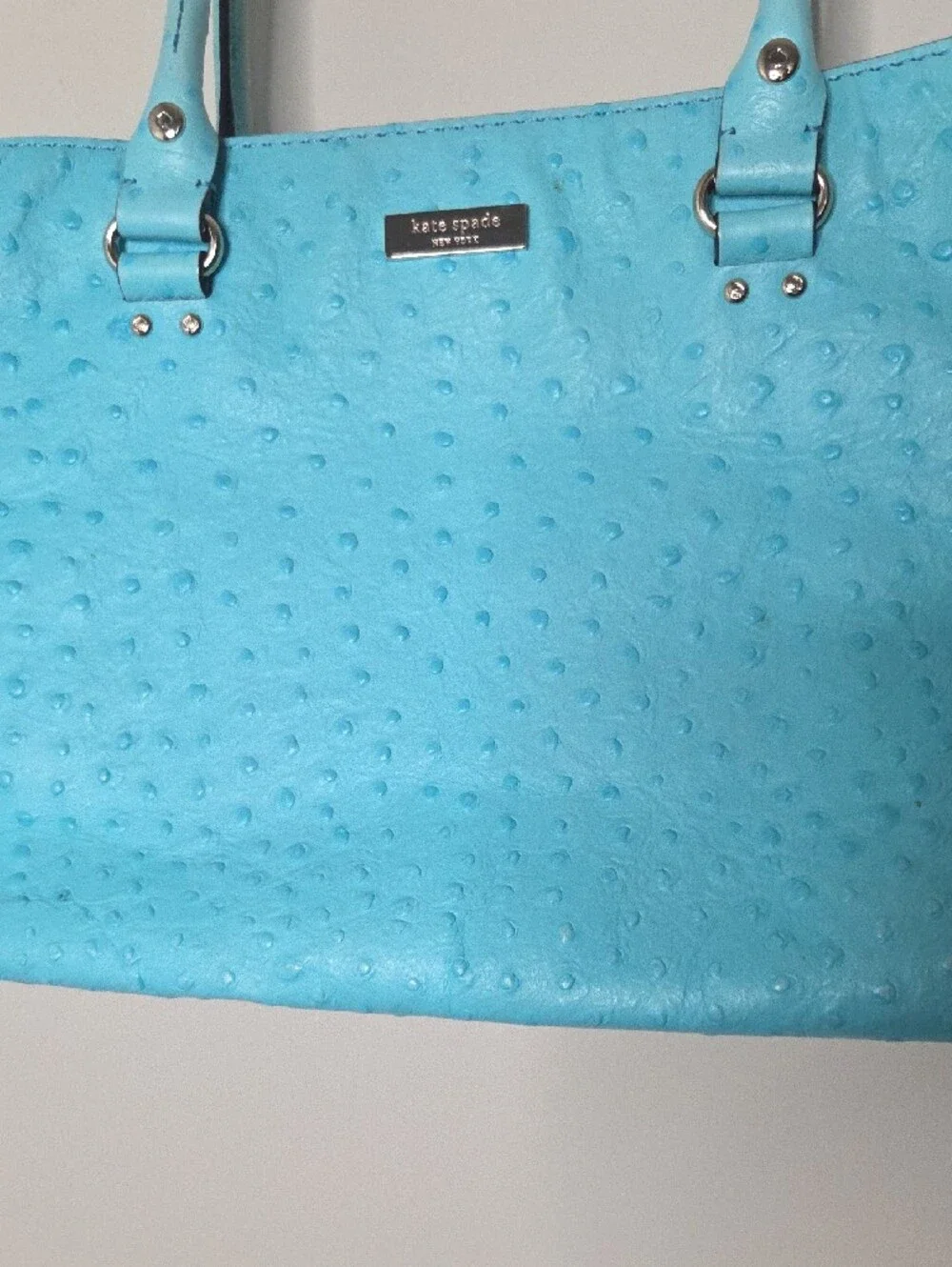Kate Spade Ostrich Turqouise Tote Handbag
